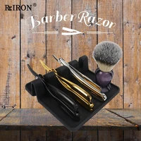 riron black classic style shaver storage rack pro salon barber straight razor case mens %e2%80%8bfacial beard knife place the stand