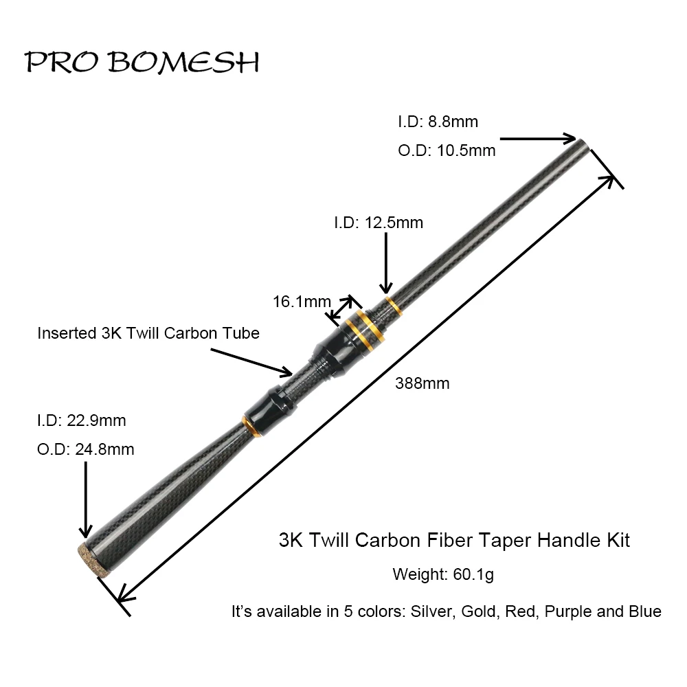 Углеродная трубка PROBOMESH Taper 3K рукоятка из саржевого углеродного волокна для