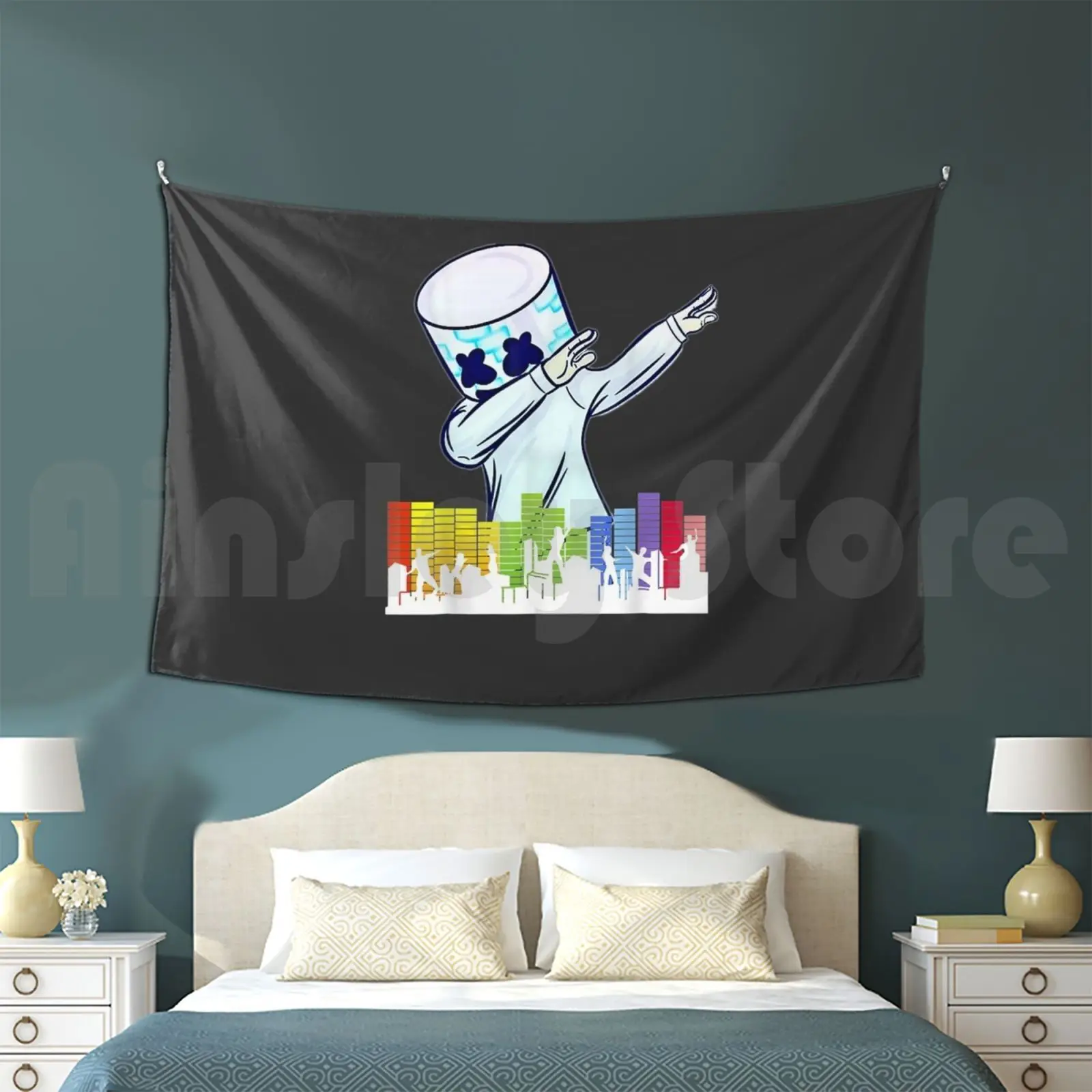 

All I Want For Christmas Is Marshmallow Dancing Dj Love Gift Tapestry Living Room Bedroom New Boys Yourself Are Or