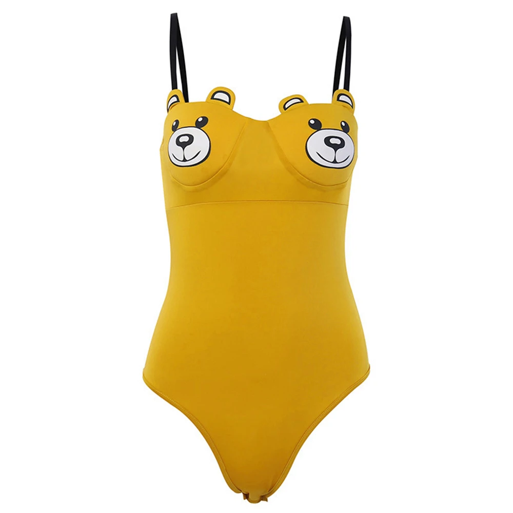 Милый медведь Боди женские желтые регулируемые лямки комбинезоны наряды без