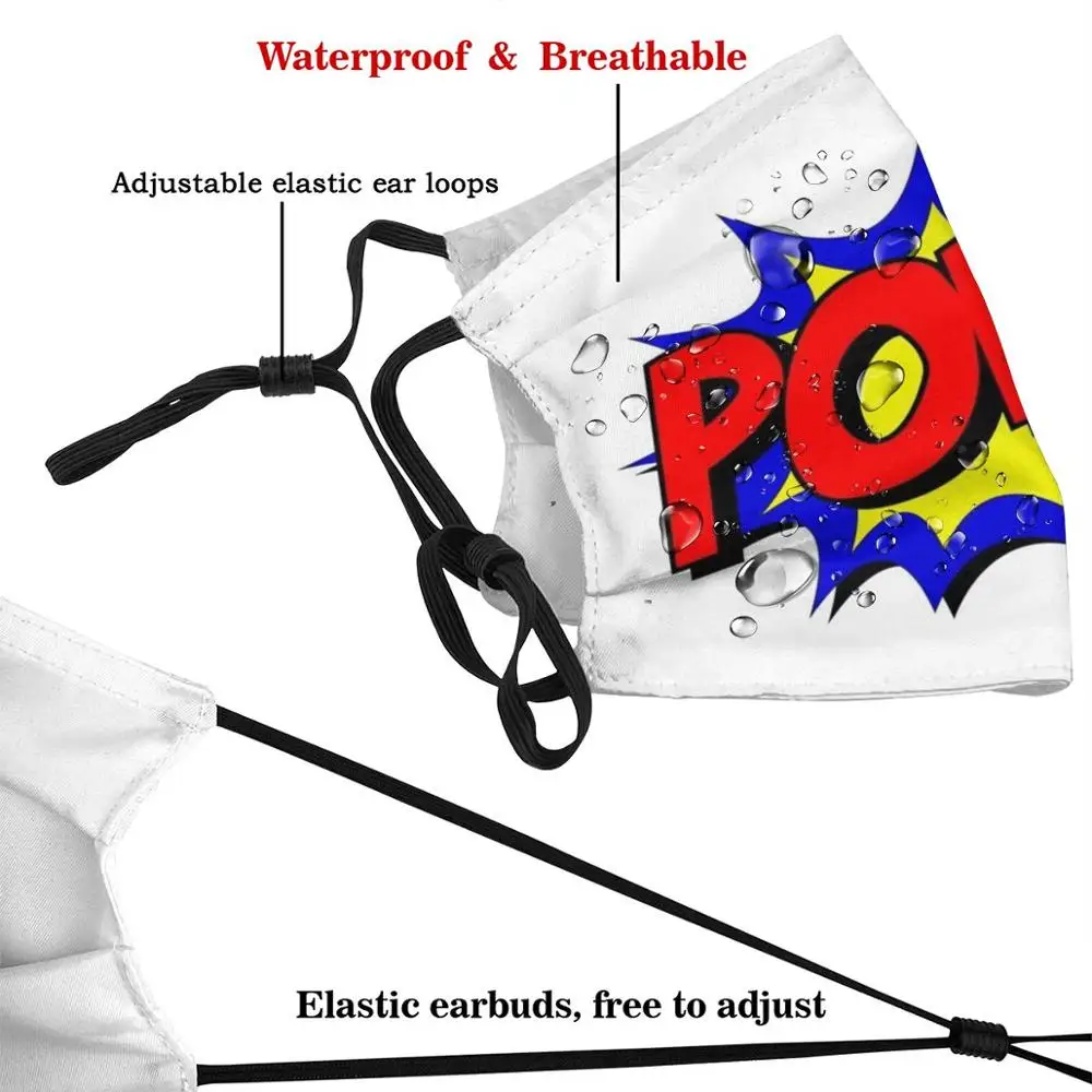 Модные маски Pow комикса Комиксы Снежная доска Взрыв Супергерои Порошок юмора на.