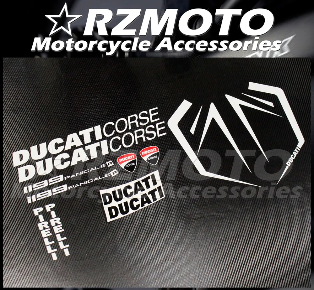 Пригодный для поездок на мотоцикле DUCATI 899 1199 959 1299 R S PANIGALE поездок на мотоцикле DUCATI CORSE мотоцикл наклейкой с лого деколью Pad обтекатель цветное DIY RZMOTO