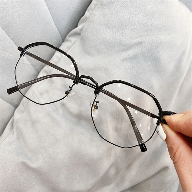 New -1 To -6 Metal Anti-blue Myopia Glasses Women&Men Big Oversized Glasses Frame Nearsighted Prescr