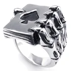 Новое готическое панк-рок винтажное мужское кольцо из нержавеющей стали, модное кольцо с черепом для игры в покер
