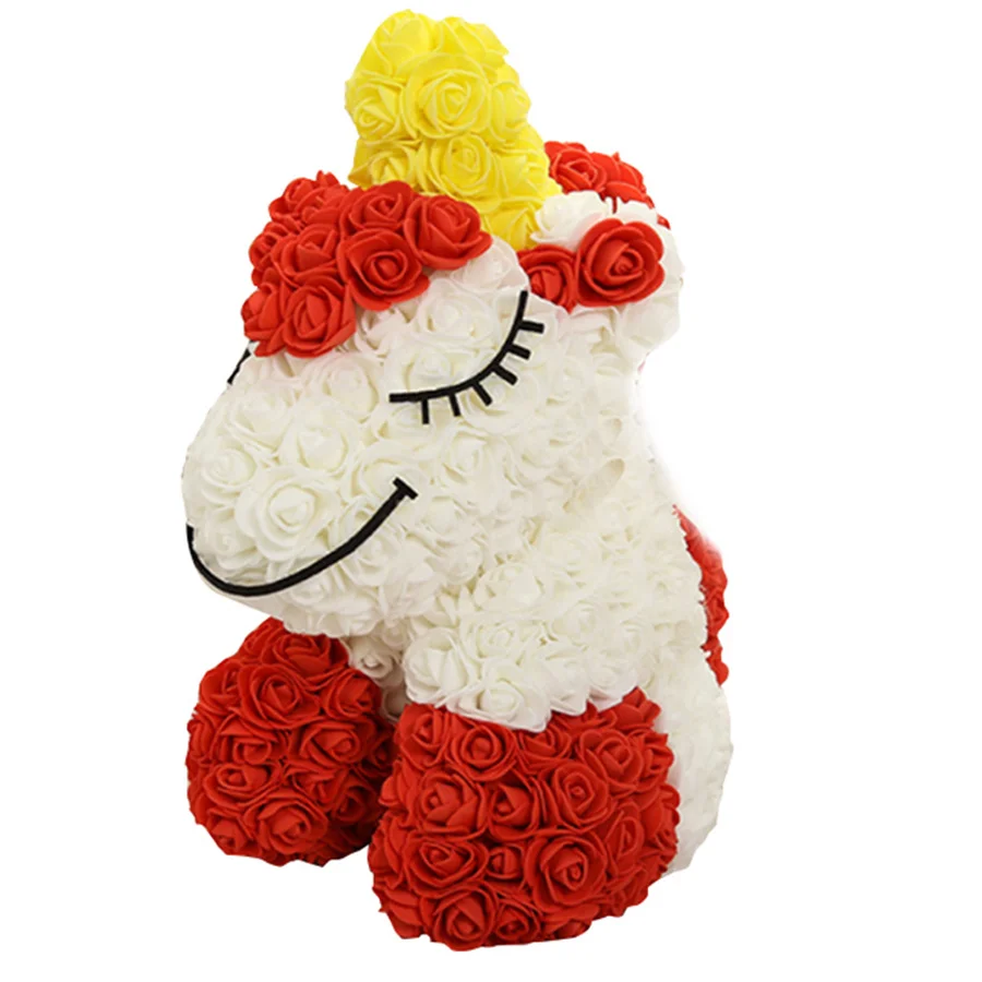 Горячая Распродажа милые красные игрушечные розы Единорог без искусственных