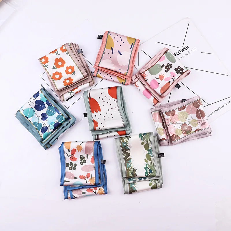 Дизайнерские шарфы с цветочным принтом двухсторонний зимний шелковый шарф для