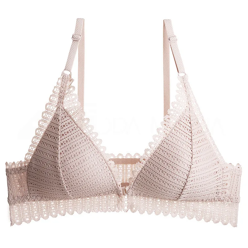

French front button bra underwear Martini ladies no steel ring gather small bra ultra-thin bra set