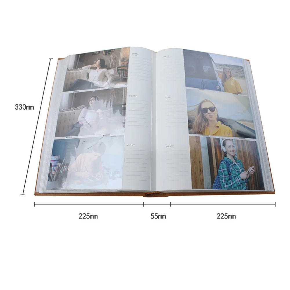 

1pc 300 Sheets Photo Album Flannel Retro Albums Creative Memory Pictures Album Plug-in Photos Scrapbook (Red)