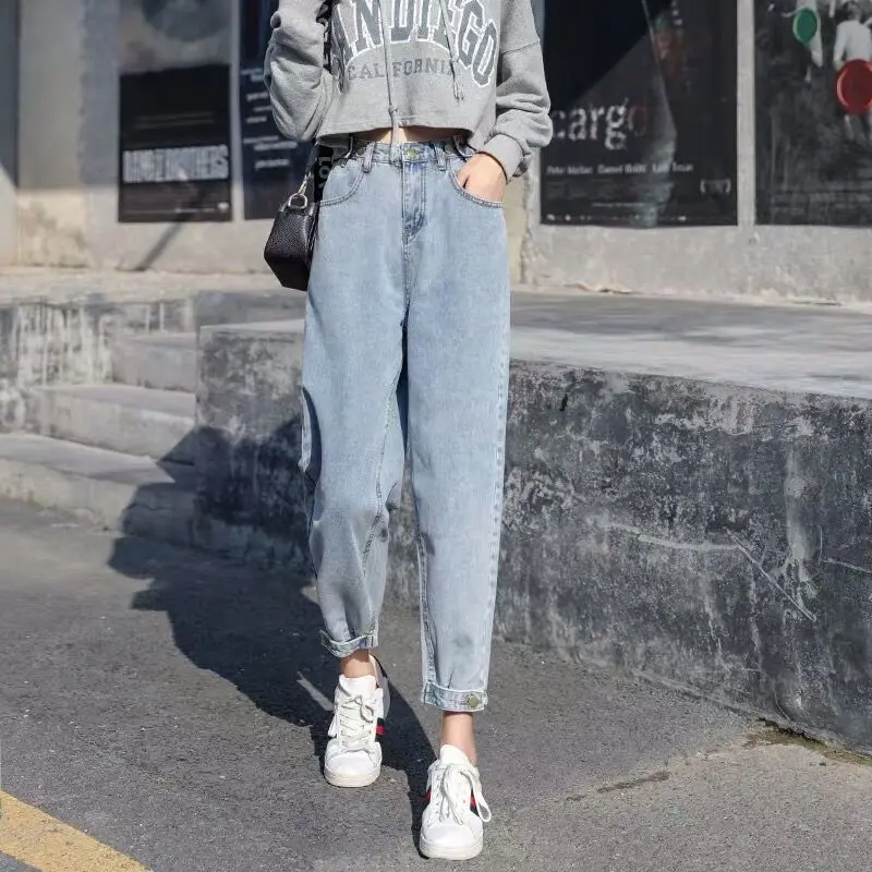 

New Soft High Waist Women'S Trousers Denim Loose Streetwear Jean Vintage Full Girls Jeans Woman Pants Harem Femme Pantalon Mujer