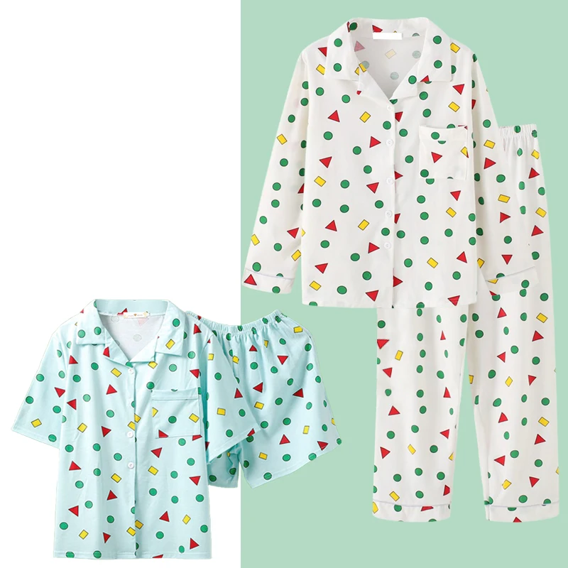 Short Sleeve Pajamas Set for Women Cotton Sleepwear 2Pcs Nightwear Cute Print Homewear Summer Lounge Pyjamas