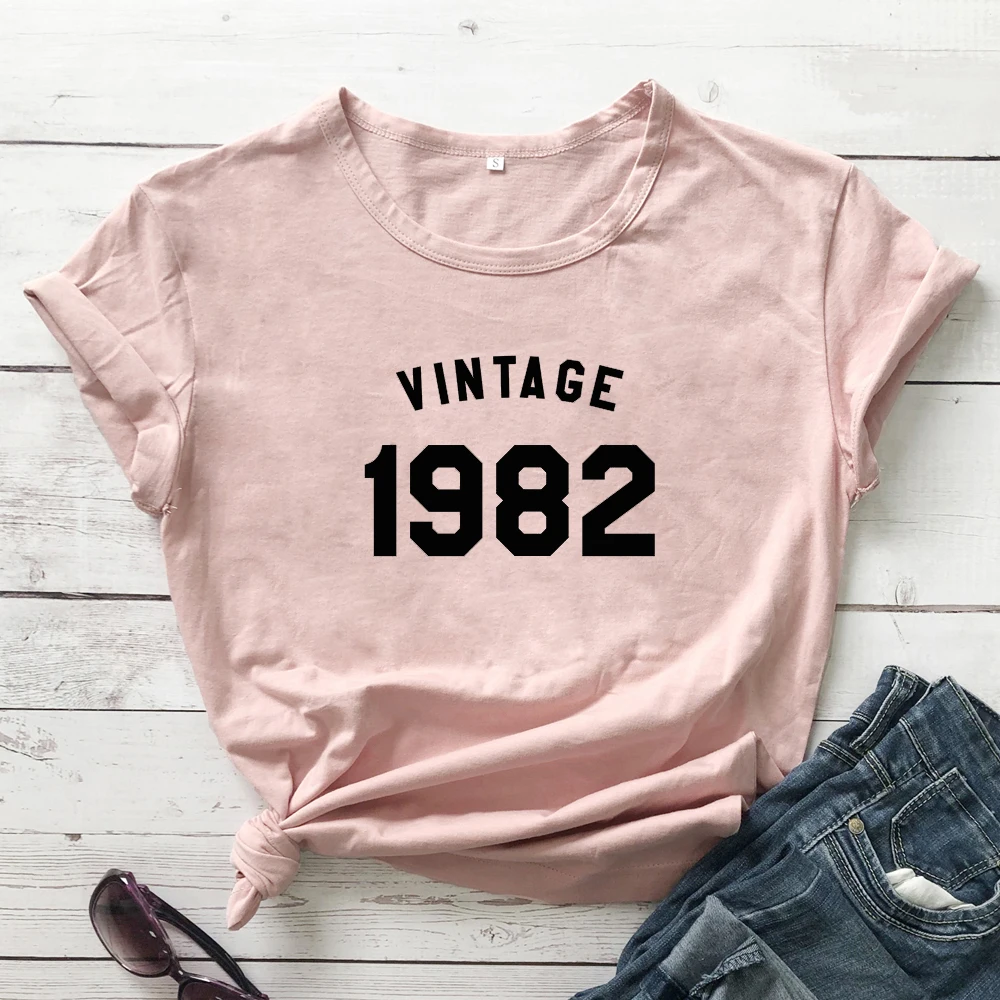 Винтажная футболка из 100% хлопка забавная графическая на день рождения для нее