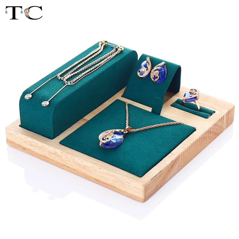 

Бамбуковый и деревянный поднос для демонстрации ювелирных изделий, набор для сережек, ожерелий, браслетов, демонстрационные стойки для демонстрации ювелирных изделий