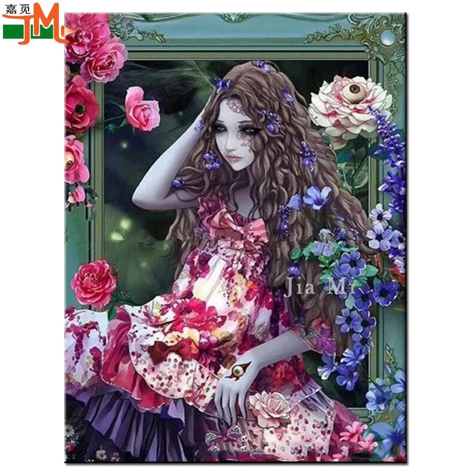 

5D алмазная живопись вампира в готическом стиле, полноразмерная квадратная круглая вышивка принцессы, цветы, вышивка крестиком, бриллиантов...