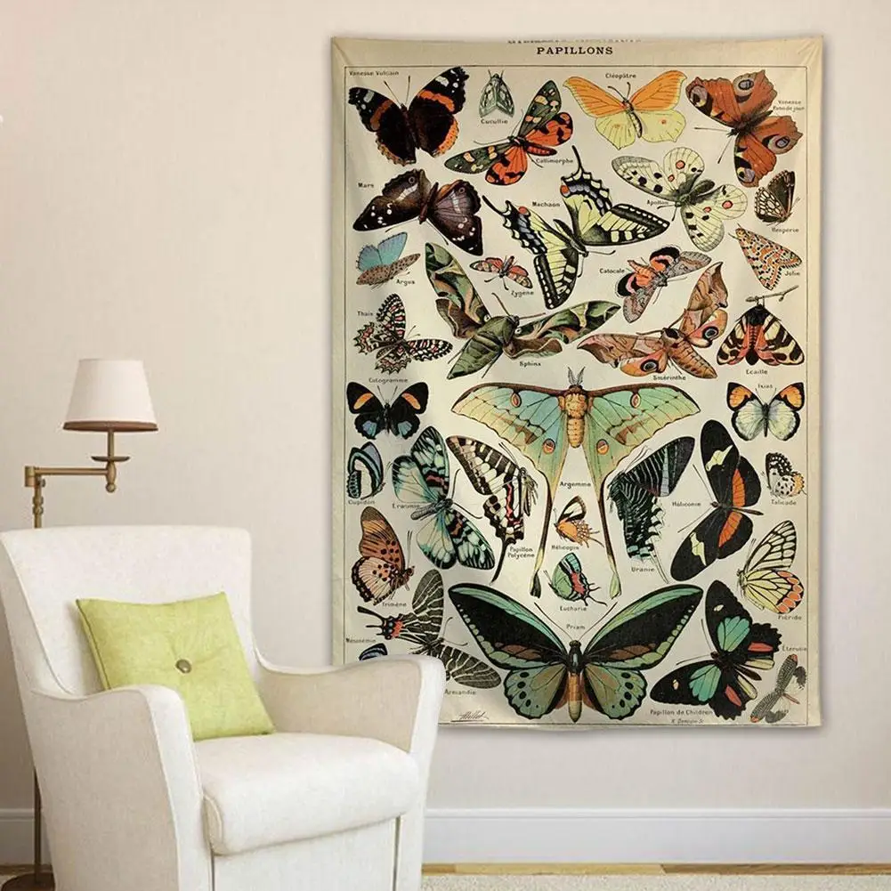 

95x73 см иллюстрация в виде античной бабочки, настенный гобелен, художественное иллюстрационное настенное украшение, винтажное настенное худ...