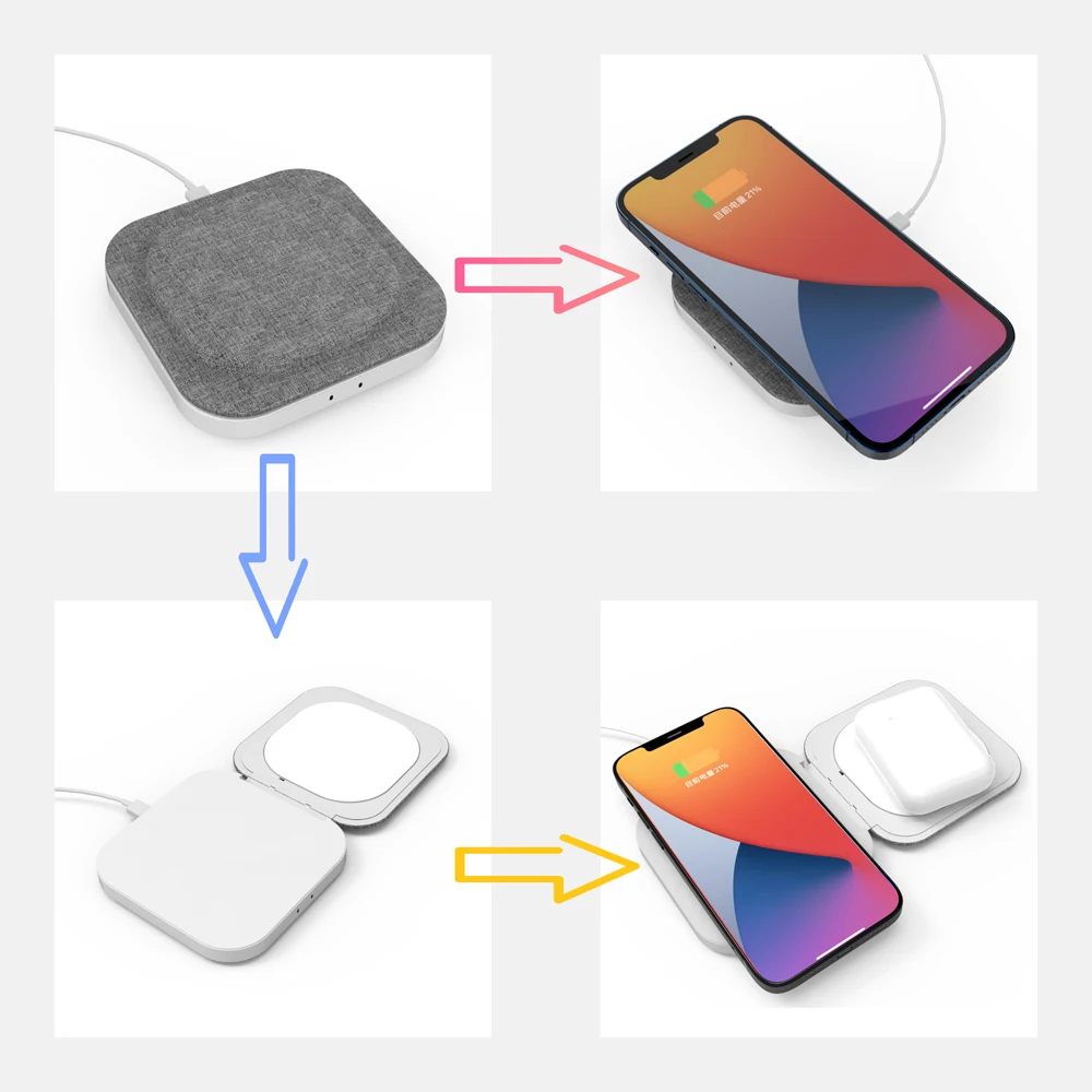 

Trinity Wireless Charger For Iphone 12 11 Apple Airpods Convenient Carry Fast Charging Folding Wireless Chargers Docking Station