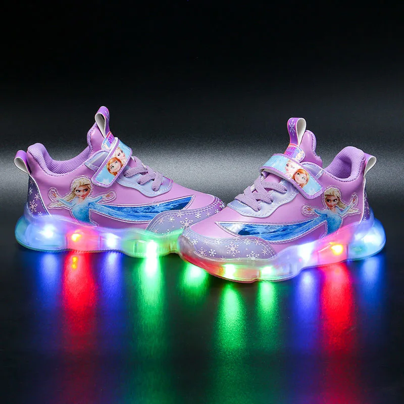 

Girls Princess frozen elsa Sneaker Spring Autumn cartoon elsa Anna princess school student Casual Shoes Europe size 22-37