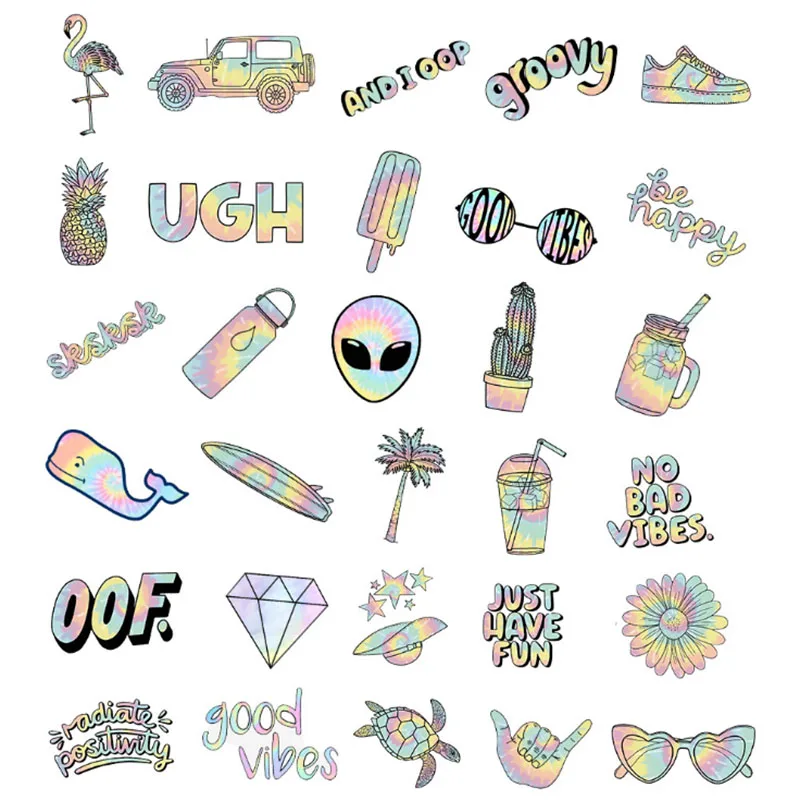 10/30/50 шт./компл. градиентное граффити Водонепроницаемый скейтборд Дорожный