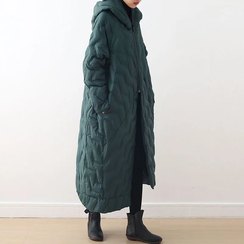 2021 Winter Green Long sleeve Women parkas Hooded Thick warm coats Oversize Loose irregular Female Down cotton YNZZU 9O007 | Женская