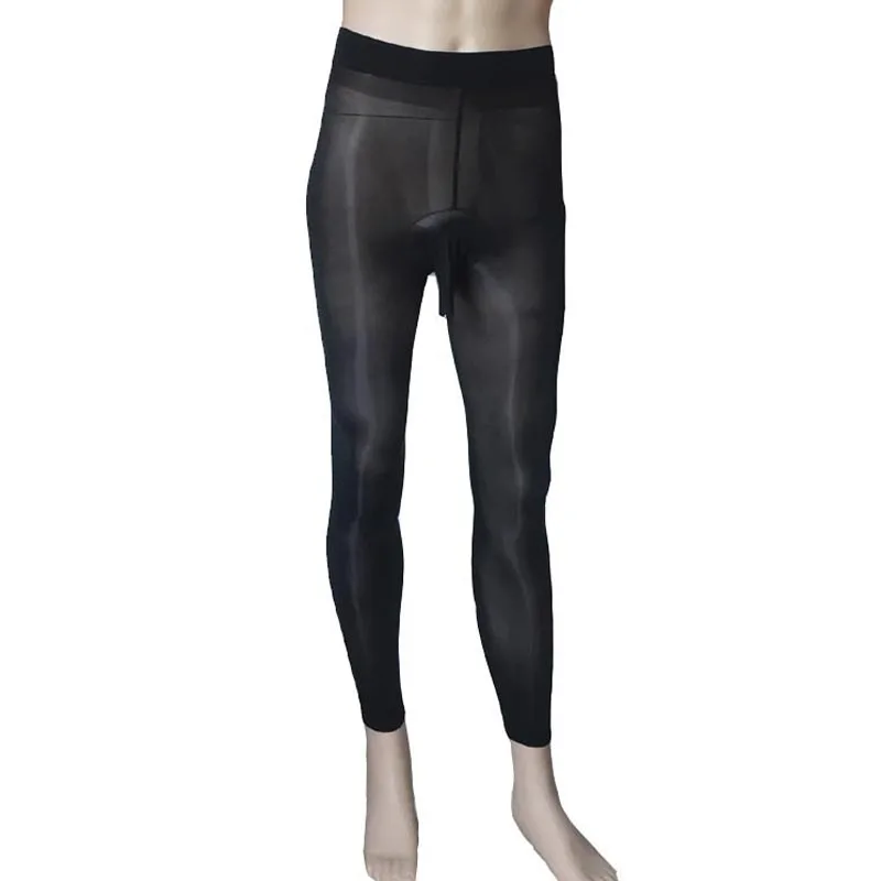 Black Tights open Мужские блестящие колготки с внутренней силиконовой окантовкой, прозрачные глянцевые чулки, Чулки, чулочно-носочные изделия - Цвет: Black Tights open