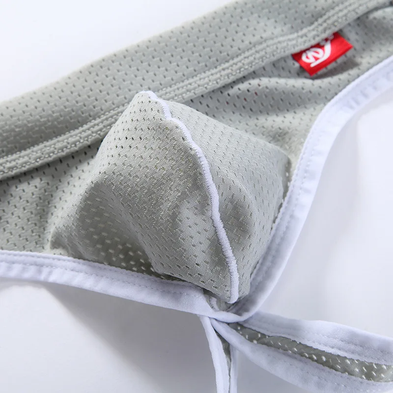 

Men's Thongs Low Waist Sexy Briefs Underpants Mesh Breathable Double Butt Hip Hollow Out Cotton G-string Underwear Panties