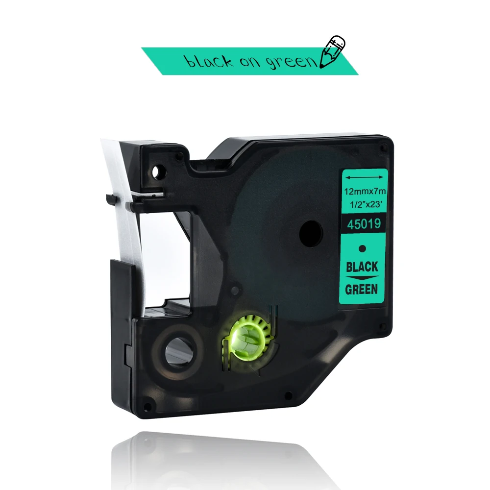 Label World 45019 Compatible Dymo manager 12mm D1 black on green Maker Tape PNP 3 pack | Компьютеры и офис