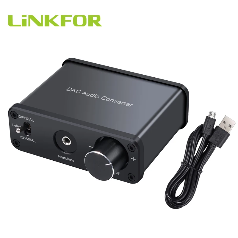 Аналоговый преобразователь LiNKFOR 192 кГц с усилителем для наушников коаксиальный