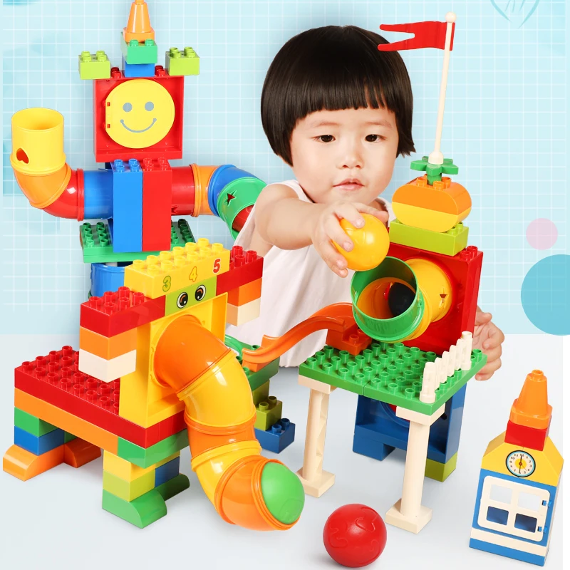 Монтессори блоки игрушки для детей строительство гонки лабиринт шары трек Робот