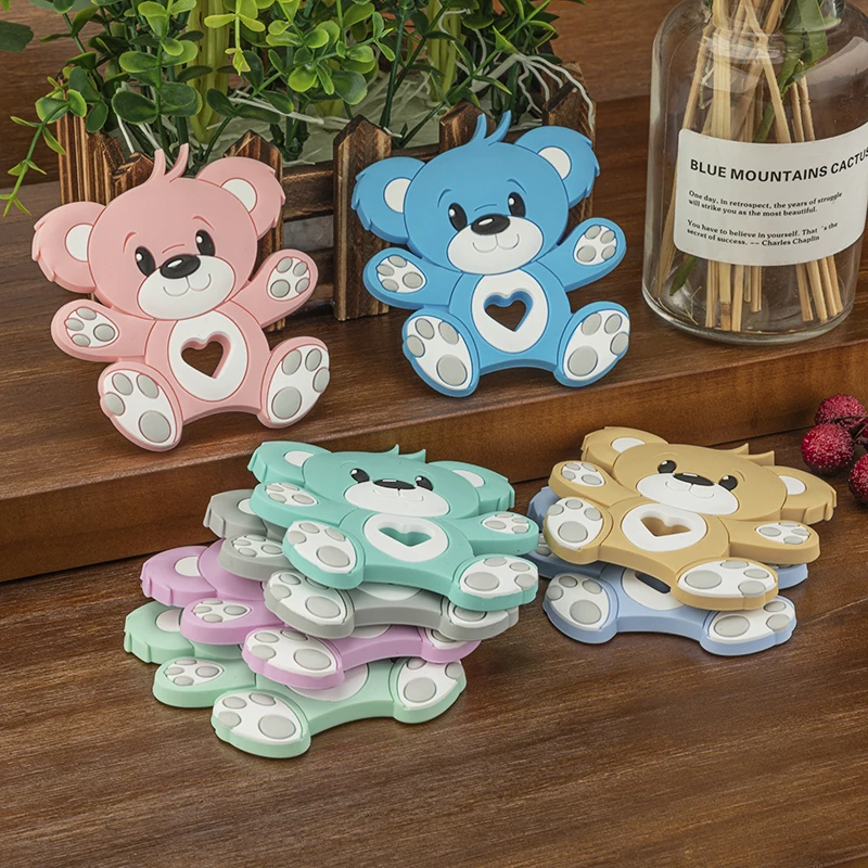 

1PC Baby Silicone Teethers BPA Free Teething Toy Animals Bear Teether Silicone Beads DIY Necklace Making