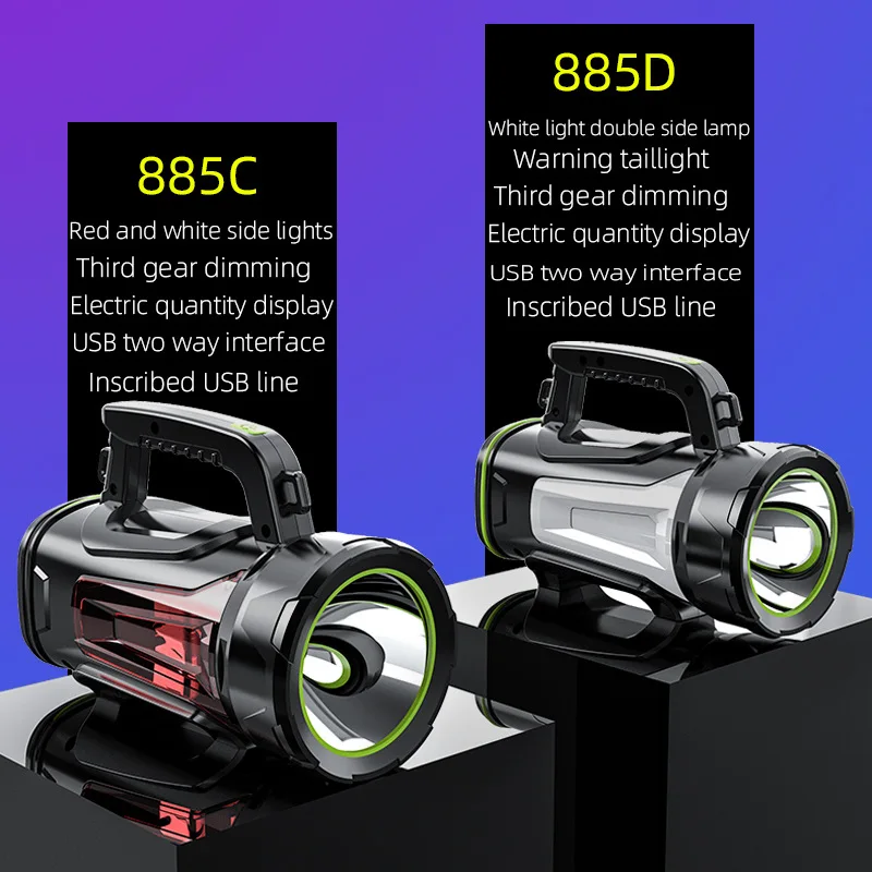 Satin Al Güçlü USB şarj Edilebilir COB Kamp Led El Feneri ışık Inşa Pil El Feneri Için Acil Durum Güç Bankası Beyaz Kırmızı Fener