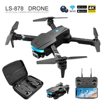ls 878 led altitude hold rc uav drone longue distance wifi fpv quadcopter with camera follow me dual hd 4k mini helicoptere toy