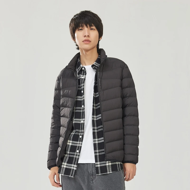 Metersbonwe Stand-up Collar Lightweight Down Jacket Men New Winter Urban Solid Color Ultra-light Male Down Coat Outerwear Brand