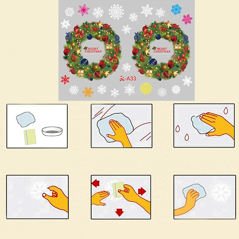 Новогодние стеклянные наклейки s съемные наклейки на стену Рождество DIY Снеговик переводные наклейки рождественские украшения для дома