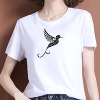 oversized t shirt women kawaii birds print summer short sleeve fashion girl tshirts top tees o neck female clothing t shirts