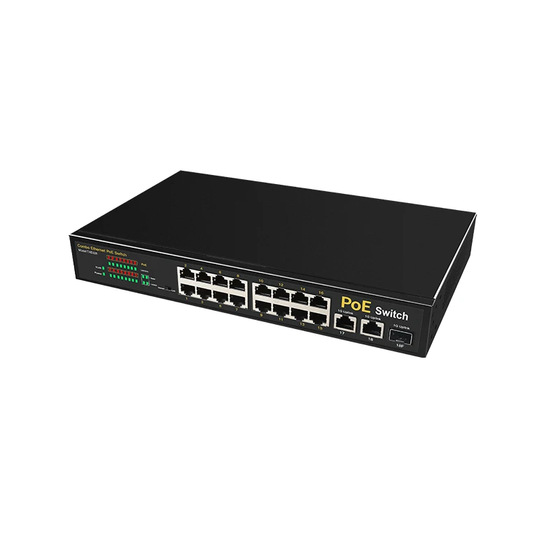 16-портовый коммутатор PoE для ip-камеры с 2 портами 1000 м переключатель uplink 1 портом SFP