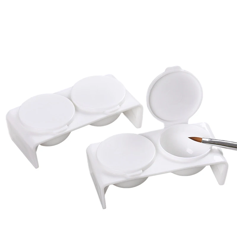 Пластиковые 2 отверстия Dappen чаша с крышкой положить пигменты разбавители Жидкий