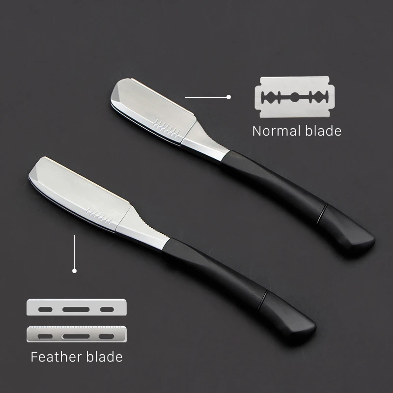 

Men Silicone Handle Feather Non-foldable Razor Stainless Steel Barber Manual Shaving Razor Men's Feather Straight Handle Razor