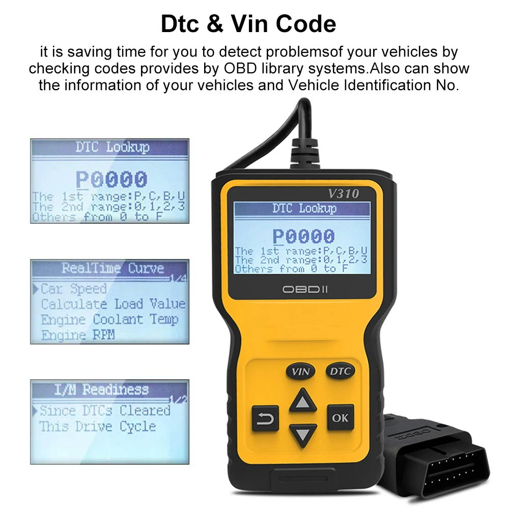 Viecar V310 полный OBD2 V 310 V1.1 считыватель кодов OBDII/EOBD OBDII автомобильный диагностический