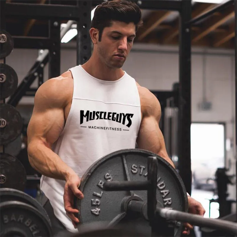 Новинка 2019 мужские майки без рукавов для спортзала и фитнеса брендовые модные