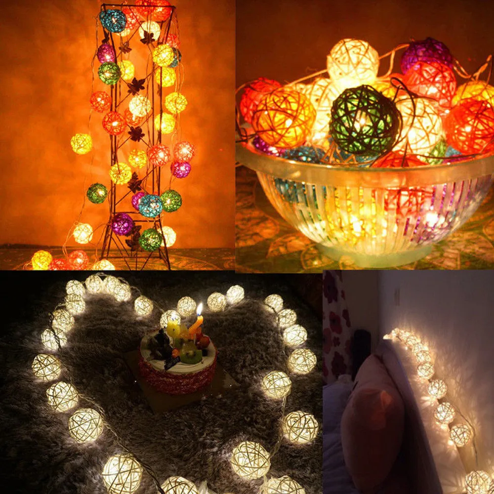 CARPRIE Halloen Chrismas Deco светильник 20 светодиодный ротанговый шар струнный для дома и