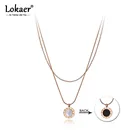 Женский двухслойный чокер Lokaer, модная богемная цепочка из нержавеющей стали с подвесками с римскими цифрами, ожерелье N19203