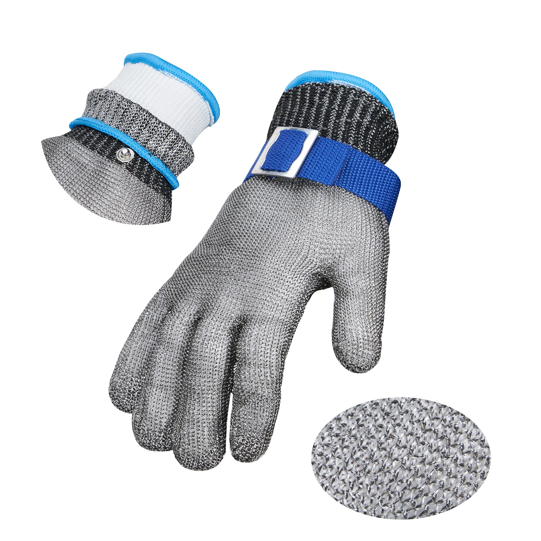 Перчатки с защитой от порезов ThreeH из нержавеющей стали с сетчатой структурой 316L уровня защиты 5 для мясника и шелушения устриц.