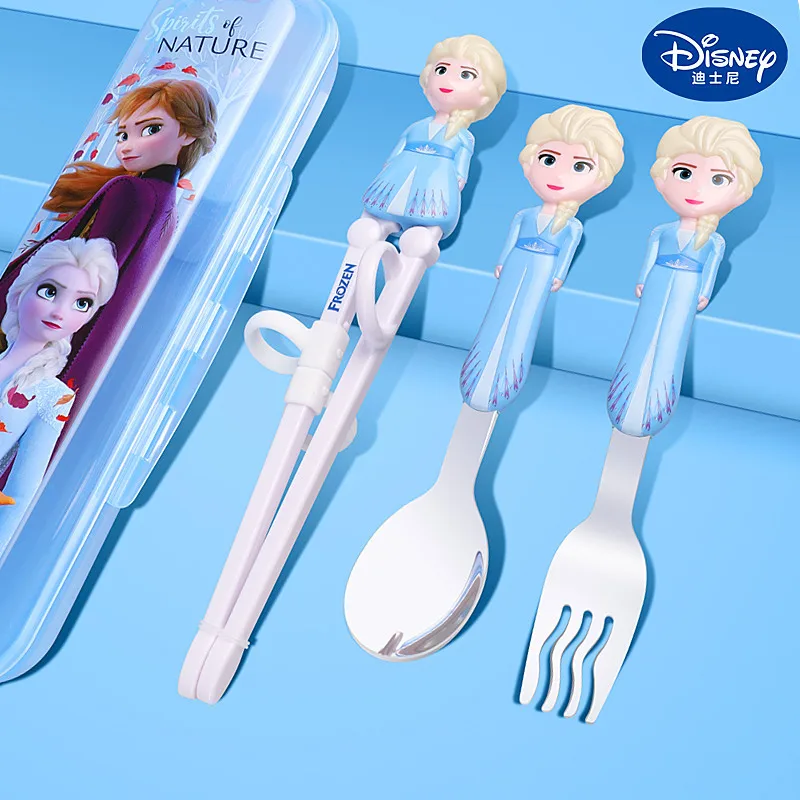 

Disney Frozen Chopsticks Spoon Set Cartoon Kids Practice Chopsticks Spoon Baby Auxiliary Cartoon Learning Chopsticks