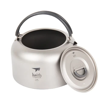 1L Titanium Bottle Outdoor Camping Water Pot Folding Handle Hiking Travel Picnic Coffee Tea Pot Cookware Utensils Ti3901