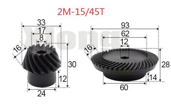 

2M-15 / 45Teeths 1: 3 Ration Precision Spiral Bevel Gear Spiral Bevel Gear 0.91g