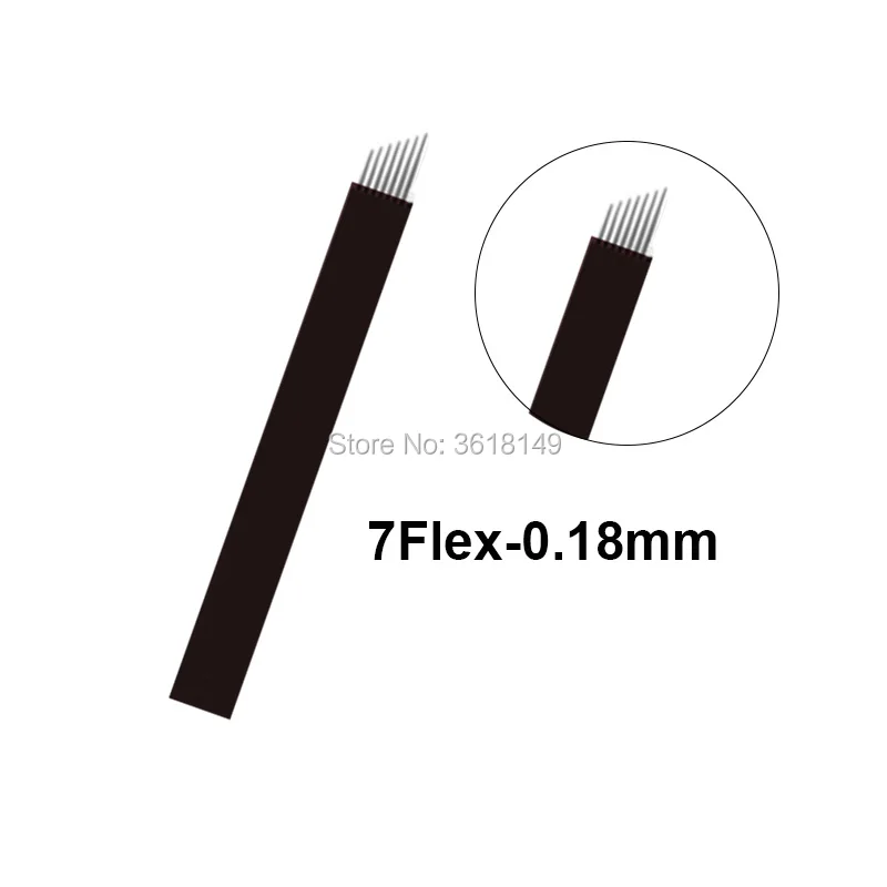 7flex 50 шт. Lamina Tebori U 18 микроблейдинг Pin 0,18 мм иглы для татуажа 12 14 12U 16 Перманентный макияж бровей вышивка лезвия ручка - Габаритные размеры: 7flex