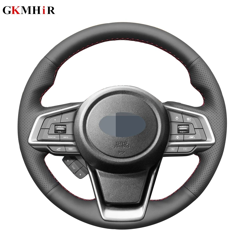 Рука сшитый черный искусственной кожи чехол рулевого колеса автомобиля для Subaru