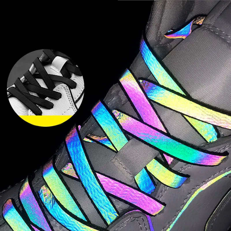 

120/140/160cm Holographic Reflective Shoelace Rope Women Men Glowing In Dark Shoe Laces For Sneakers Sport Shoes Rope Bootlaces