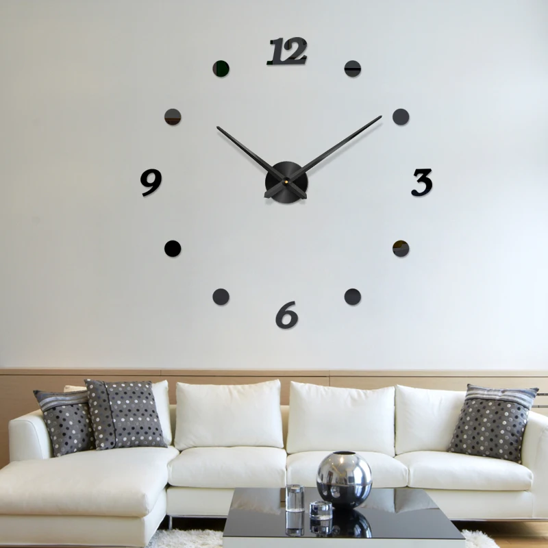 Креативные Круглые зеркальные настенные часы сделай сам наклейки домашний декор