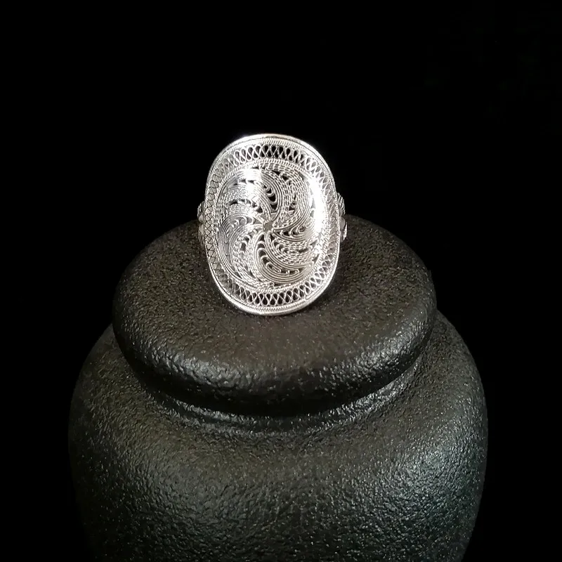 Bastiee S999 Sterling Silver Ring for Women Custom Personalized Jewelry Hmong Handmade Name Letter Adjustable Gifts