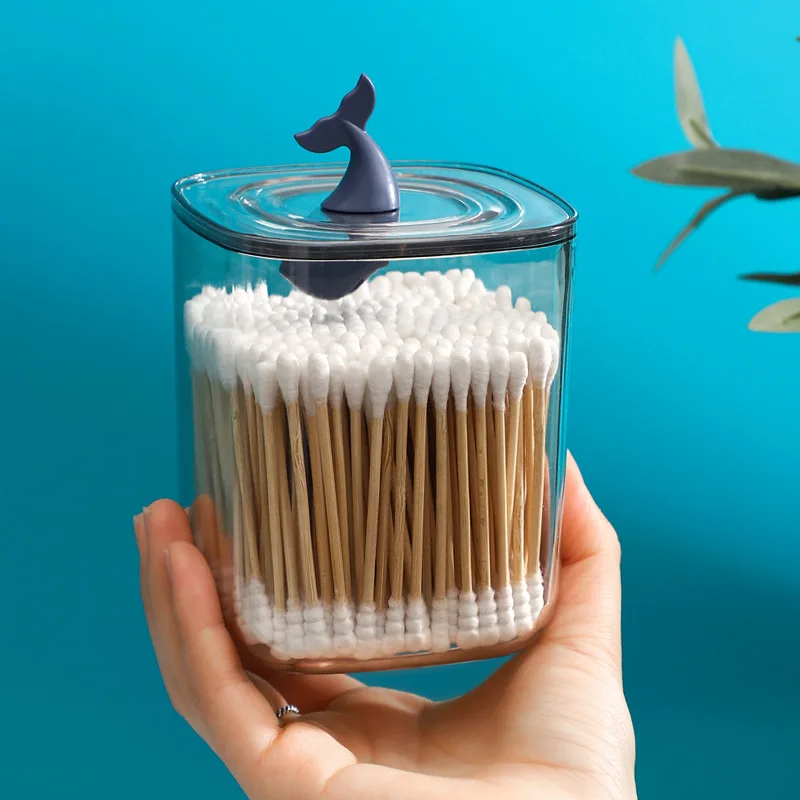 

Acrylic Cotton Swabs Container Cosmetic Makeup Cotton Pad Storage Box Jewelry Storage Box Dustproof Transparent Box with Lid